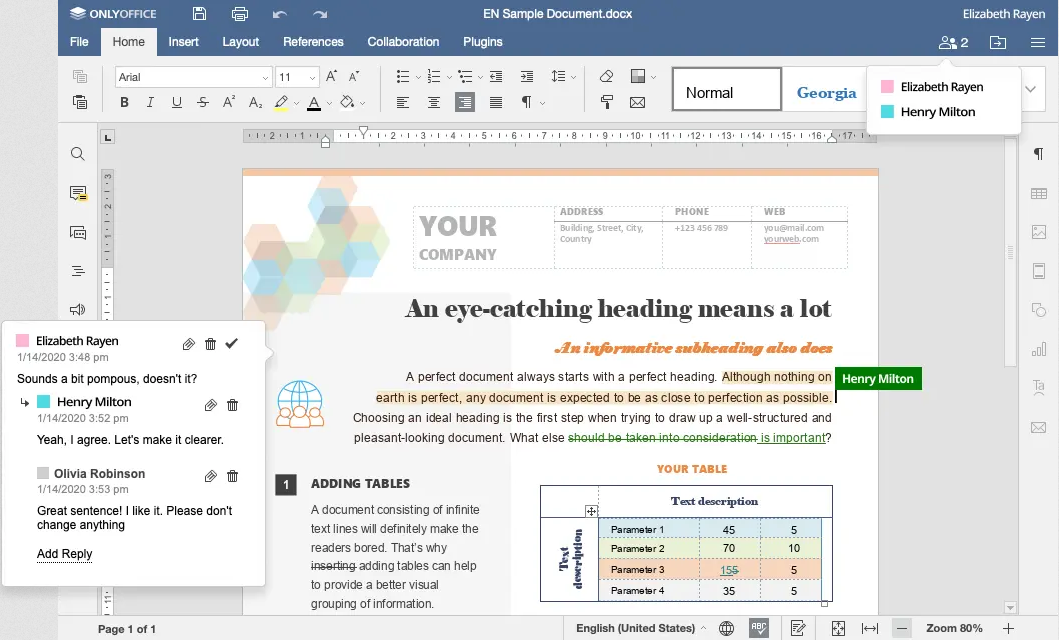文档在线协作编辑界面